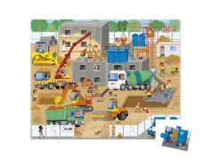 Puzzles carton 30 a 40 pieces janod le chantier 36 pieces et 1 poster modele