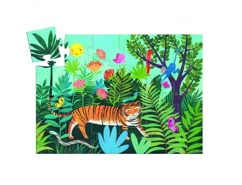 Puzzles carton 24 pieces djeco la balade du tigre format paysage 24 pieces
