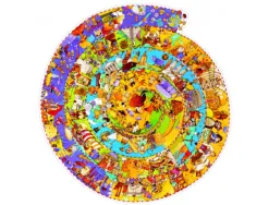 Puzzles carton 350 pieces djeco histoire + livret rond fresque historique 350 pieces et poster de meme taille