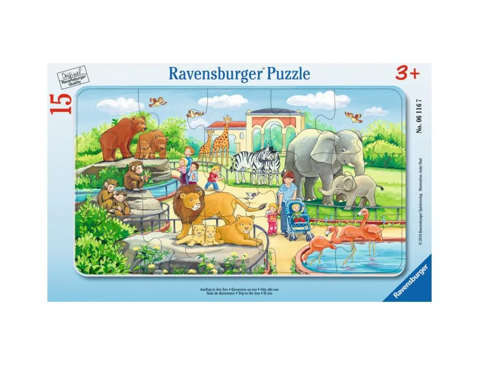 Puzzles carton 15 pieces ravensburger excursion au zoo 1 puzzle de 15 pieces et 1 cadre