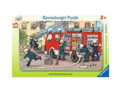 Puzzles carton 15 pieces ravensburger ma voiture de pompier 1 puzzle de 15 pieces et 1 cadre