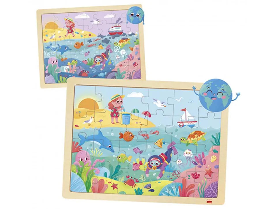 Puzzles en bois avec cadre akros eco puzzles sauvons la planete 2 puzzles 24 pieces et 2 puzzles 35 pieces 4