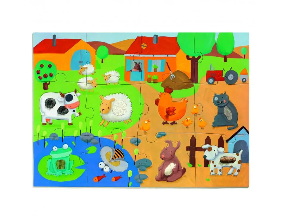 Puzzles geants djeco tactiloferme grandes pieces 20 pieces