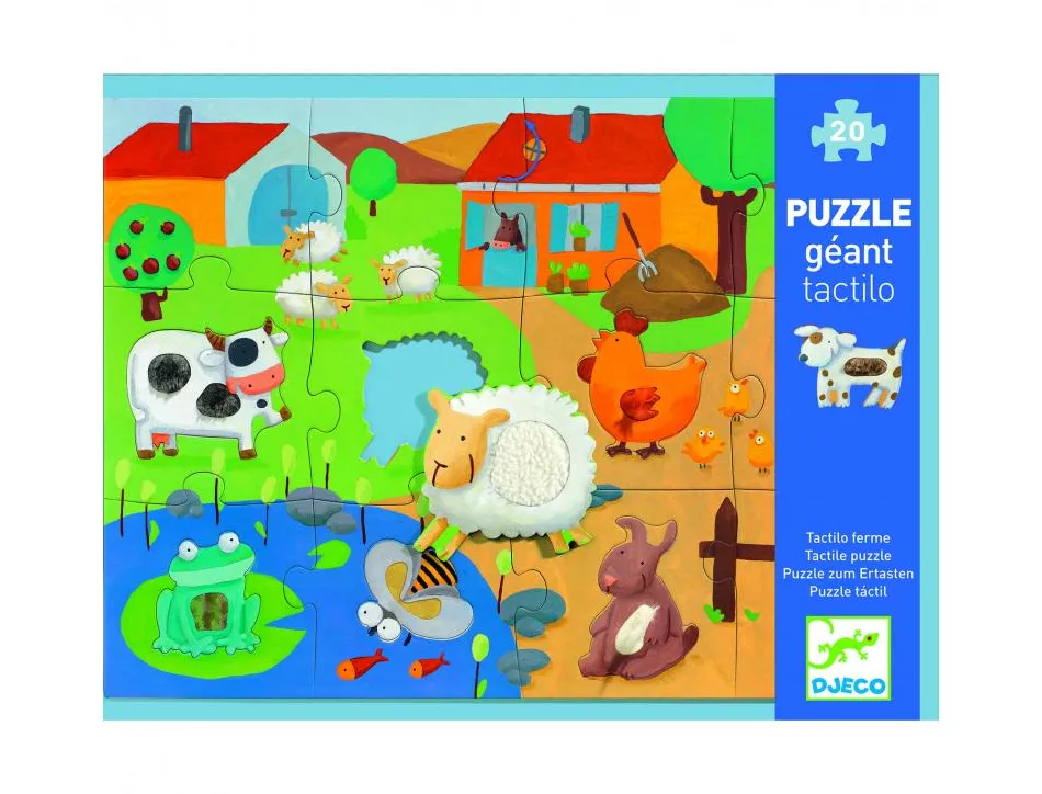Puzzles geants djeco tactiloferme grandes pieces 20 pieces