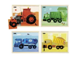 Puzzles nathan les engins de couleur lot de 4 puzzles