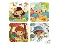 Puzzles progressifs janod les 4 saisons 4 puzzles de 6 9 12 et 16 pieces