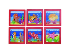 Puzzles souples avec cadre rolf les animaux marins 6 puzzles de 9 pieces