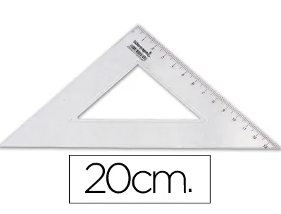 Équerre liderpapel 45 degrés biseautée dimension hypoténuse 20cm graduée échelle millimètres transparente économique
