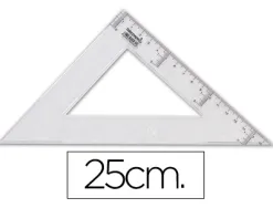 Équerre liderpapel 45 degrés biseautée dimension hypoténuse 25cm graduée échelle millimètres transparente économique