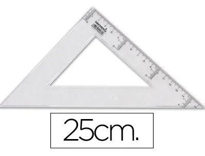 Équerre liderpapel 45 degrés biseautée dimension hypoténuse 25cm graduée échelle millimètres transparente économique