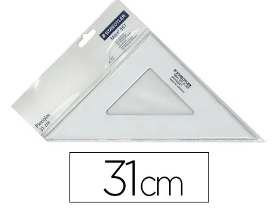 Équerre staedler mars plexiglas non graduée 45 degrés 31cm bords anti-tâches 1 biseau gravé ineffaçable