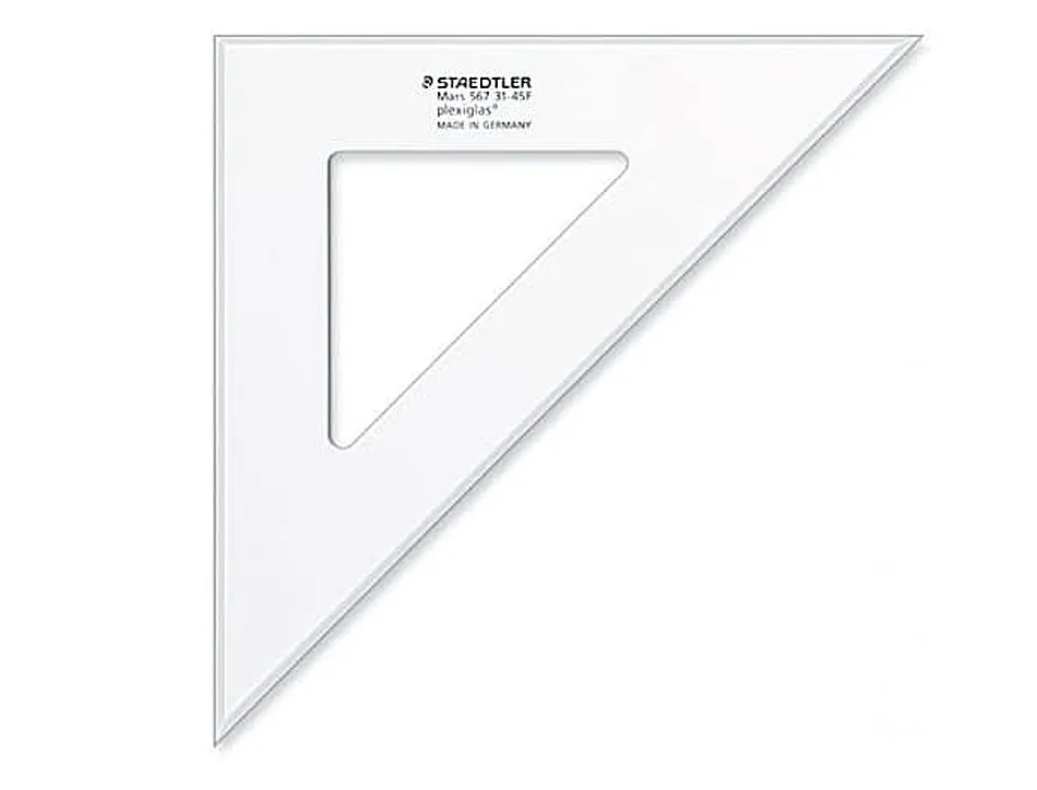 Équerre staedler mars plexiglas non graduée 45 degrés 31cm bords anti-tâches 1 biseau gravé ineffaçable