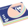 Ramette clairefontaine assortiments 160g 5x 50 fuilles a4 coloris pastel rose bleu vert canari saumon