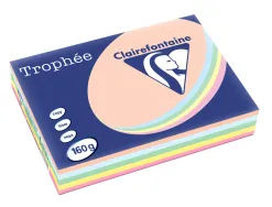 Ramette clairefontaine assortiments 160g 5x 50 fuilles a4 coloris pastel rose bleu vert canari saumon