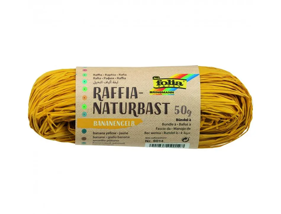 Raphia vegetal clairefontaine coloris jaune pelote 50g