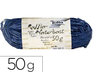 Raphia végétal brin 1m pelote 50g coloris bleu