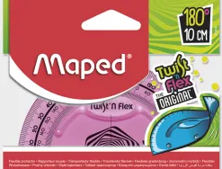 Rapporteur maped twist'n'flex 180 degrés 10cm gradué souple incassable ludique 3 coloris assortis bleu vert rose
