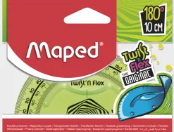 Rapporteur maped twist'n'flex 180 degrés 10cm gradué souple incassable ludique 3 coloris assortis bleu vert rose