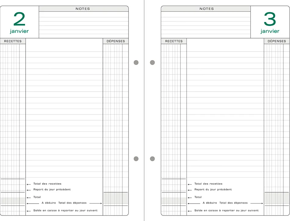 Recharge agenda exacompta perpetuel caisse 16x24 cm
