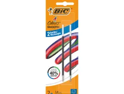 Recharge bic stylo-bille 4 couleurs smooth pointe moyenne 1mm encre bleue blister 2 unites