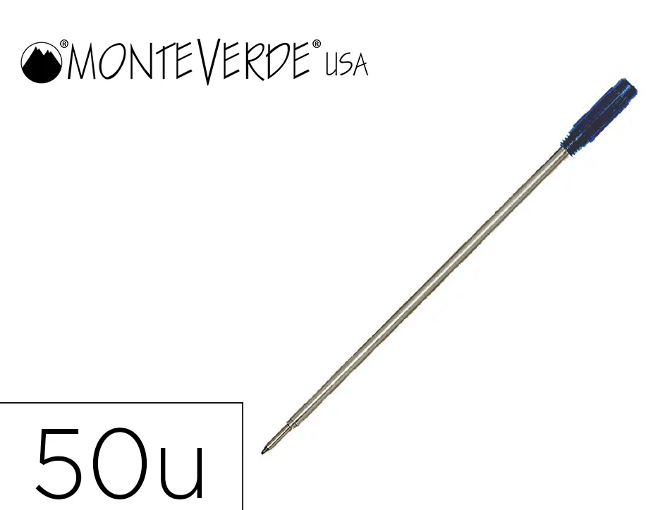 Recharge bille monteverde cross m pointe moyenne coloris bleu tube 50 unites