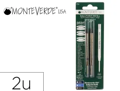 Recharge bille monteverde cross m pointe moyenne coloris noir blister 2 unites