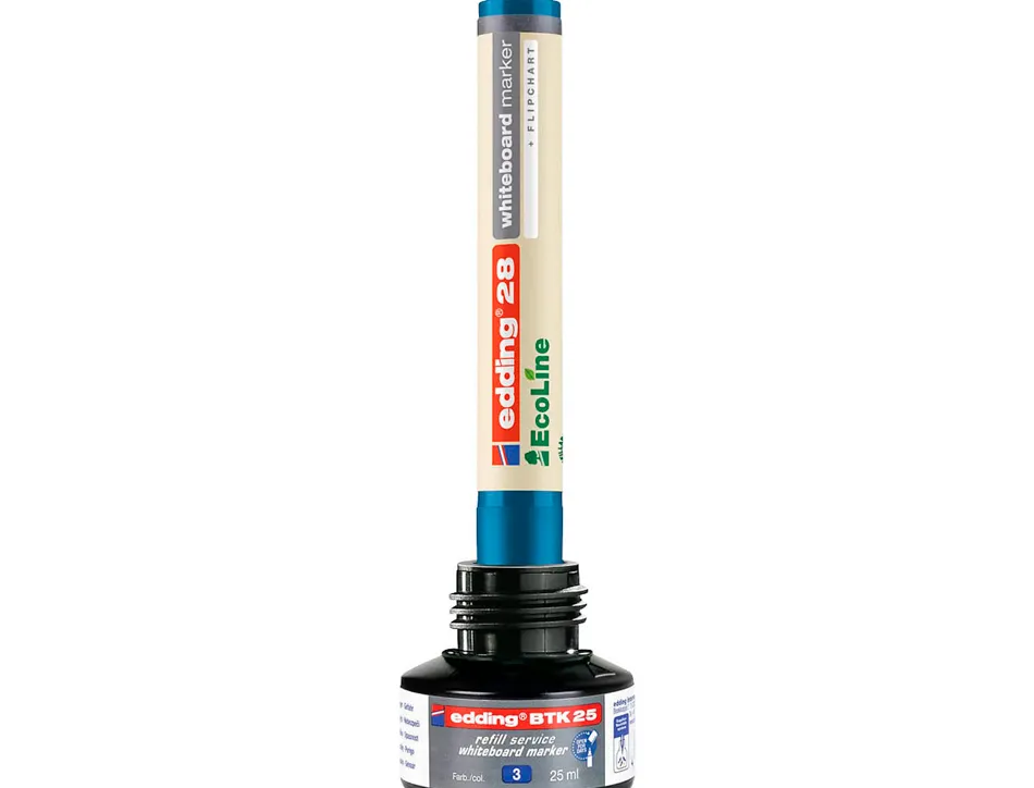 Recharge encre edding btk 25 marqueur pour tableau blanc flacon 25ml coloris bleu