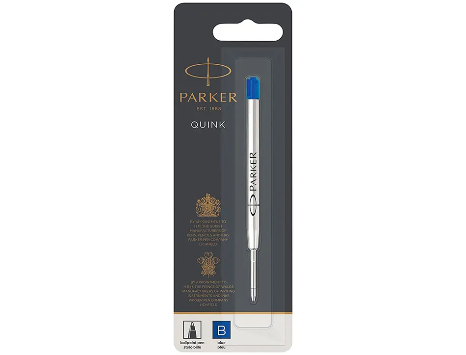 Recharge encre parker quink pour stylo-bille pointe large encre bleue