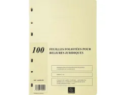 Recharge exacompta pour reliure juridiques 4 ou 6 anneaux a4 100 feuillets mobiles foliotés