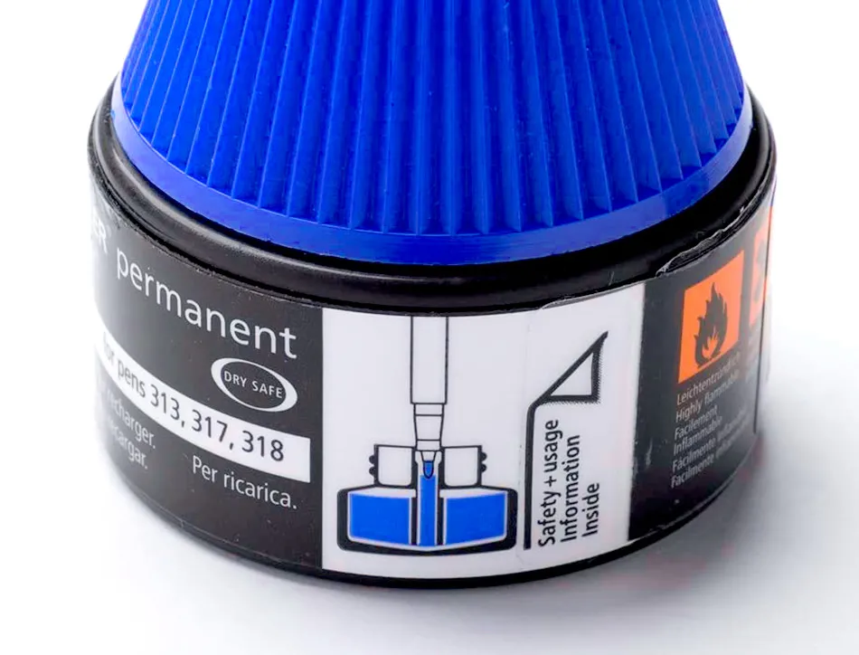 Recharge feutre permanent staedtler lumocolor 487 17 pour feutres 313/314/317/318 flacon 15ml coloris bleu