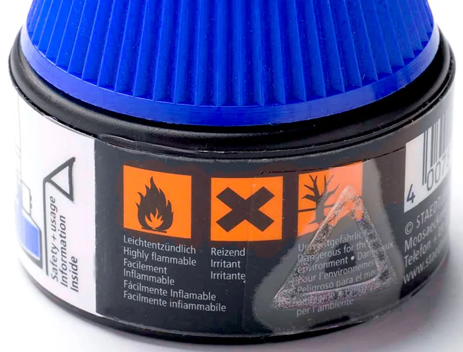 Recharge feutre permanent staedtler lumocolor 487 17 pour feutres 313/314/317/318 flacon 15ml coloris bleu
