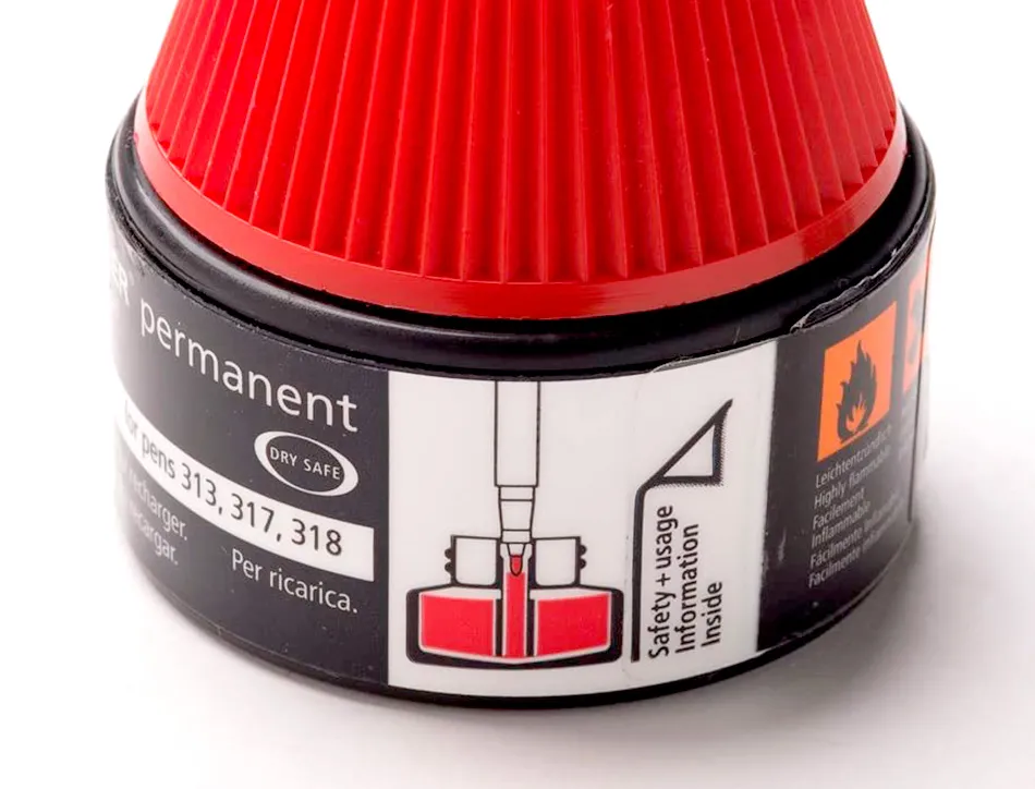 Recharge feutre permanent staedtler lumocolor 487 17 pour feutres 313/314/317/318 flacon 15ml coloris rouge