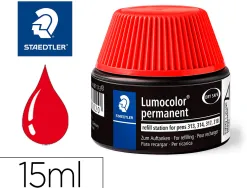 Recharge feutre permanent staedtler lumocolor 487 17 pour feutres 313/314/317/318 flacon 15ml coloris rouge