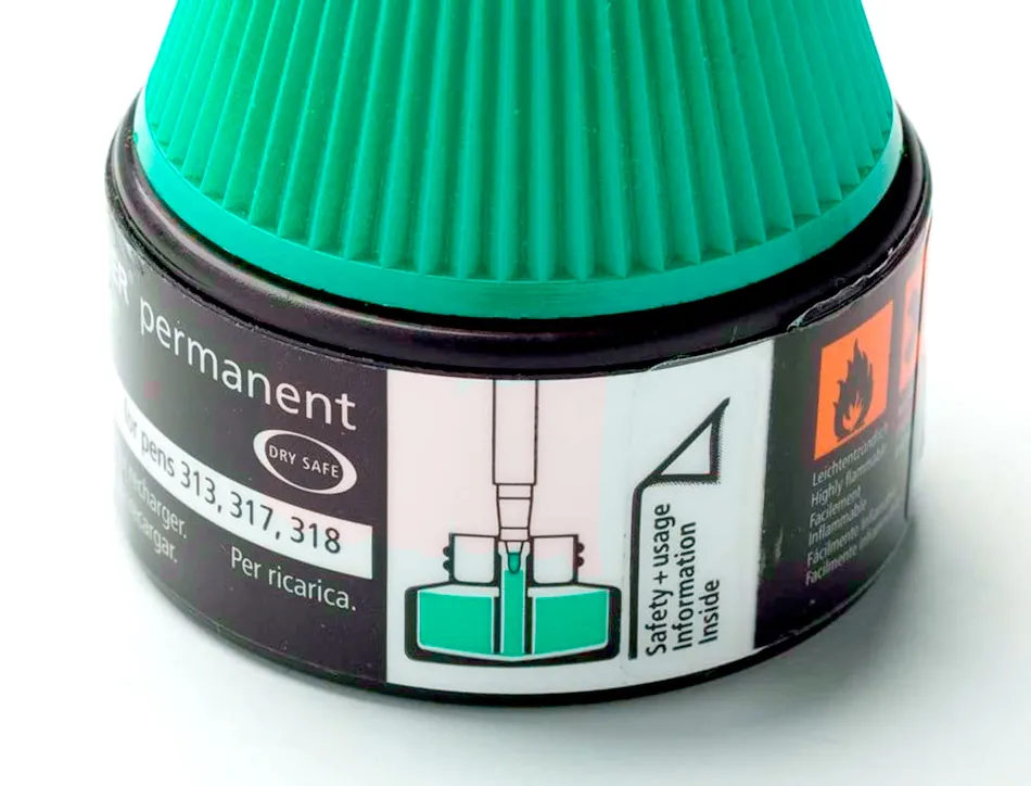 Recharge feutre permanent staedtler lumocolor 487 17 pour feutres 313/314/317/318 flacon 15ml coloris vert