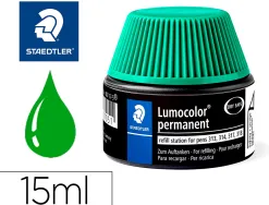 Recharge feutre permanent staedtler lumocolor 487 17 pour feutres 313/314/317/318 flacon 15ml coloris vert