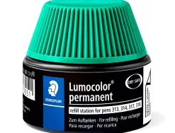 Recharge feutre permanent staedtler lumocolor 487 17 pour feutres 313/314/317/318 flacon 15ml coloris vert