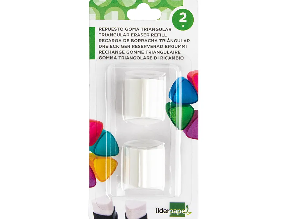 Recharge gomme taille-crayons liderpapel triangulaire sans pvc blister 2 unités