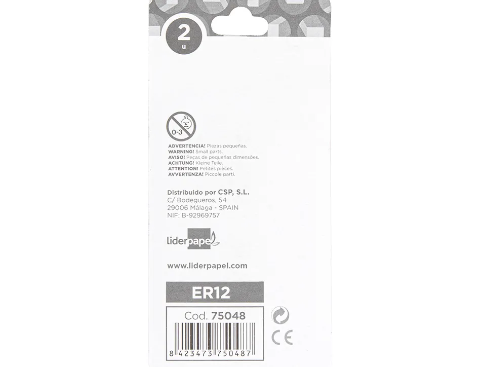 Recharge gomme taille-crayons liderpapel triangulaire sans pvc blister 2 unités