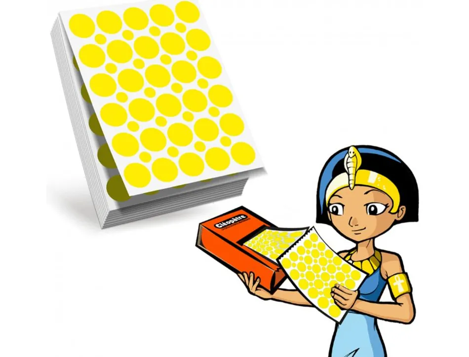 Recharge gommettes geometriques cleopatre 60f 1800 gommettes 18mm coloris jaune + 1200 gommettes rondes
