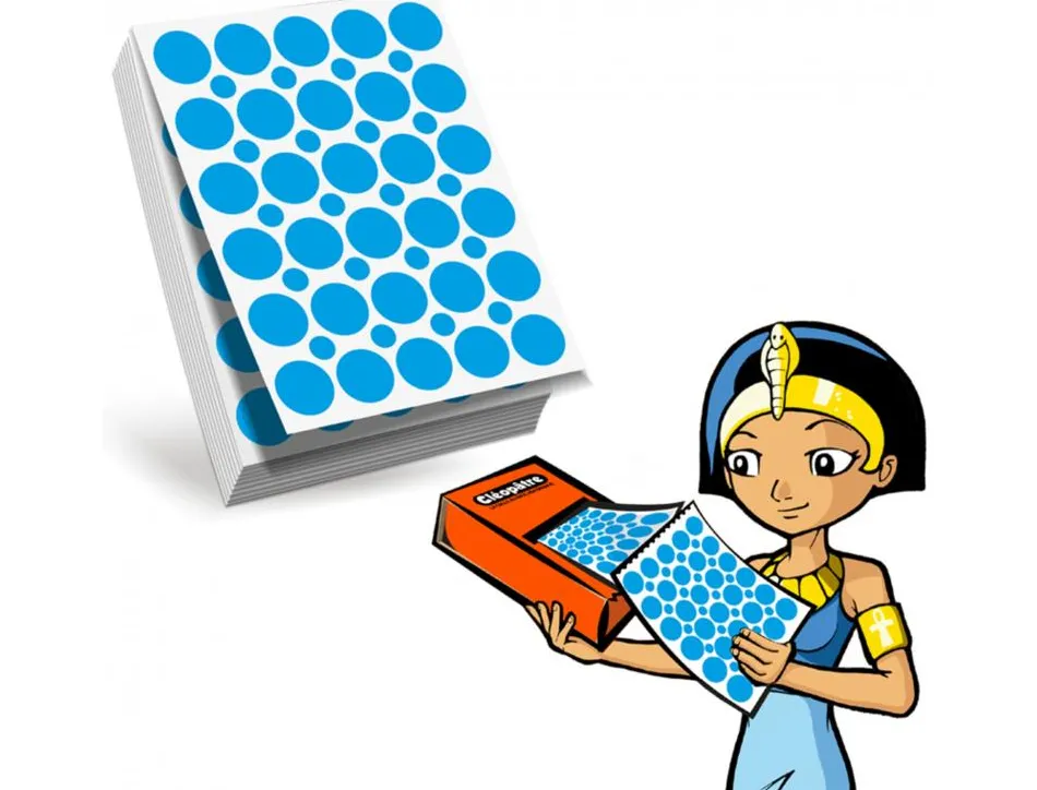 Recharge gommettes geometriques cleopatre 60f 1800 gommettes 18mm coloris bleu + 1200 gommettes rondes