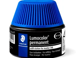 Recharge marqueur permanent staedtler lumocolor 488 48 pour marqueurs compacts 348 flacon 20ml coloris bleu