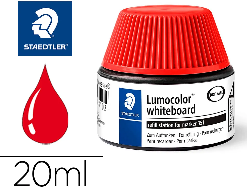 Recharge marqueur permanent staedtler lumocolor 488 48 pour marqueurs compacts 348 flacon 20ml coloris rouge
