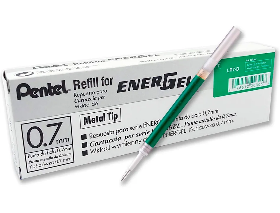 Recharge pentel roller encre gel energel bl57/bl107/bl77 largeur moyenne coloris vert