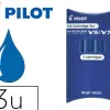 Recharge pilot roller v5 et v7 niveau encre liquide visible écologique régulateur débit coloris bleu set de 3 unités