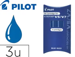 Recharge pilot roller v5 et v7 niveau encre liquide visible écologique régulateur débit coloris bleu set de 3 unités