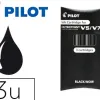 Recharge pilot roller v5 et v7 niveau encre liquide visible écologique régulateur débit coloris noir set de 3 unités
