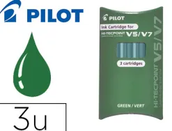 Recharge pilot roller v5 et v7 niveau encre liquide visible écologique régulateur débit coloris vert set de 3 unités