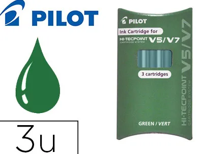 Recharge pilot roller v5 et v7 niveau encre liquide visible écologique régulateur débit coloris vert set de 3 unités