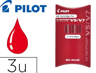 Recharge pilot roller v5 et v7 niveau encre liquide visible écologique régulateur débit coloris rouge set de 3 unités
