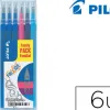 Recharge roller pilot frixion pointe moyenne assortiment 3 bleu 1 rose 1 violet 1 turquoise set de 6 unités